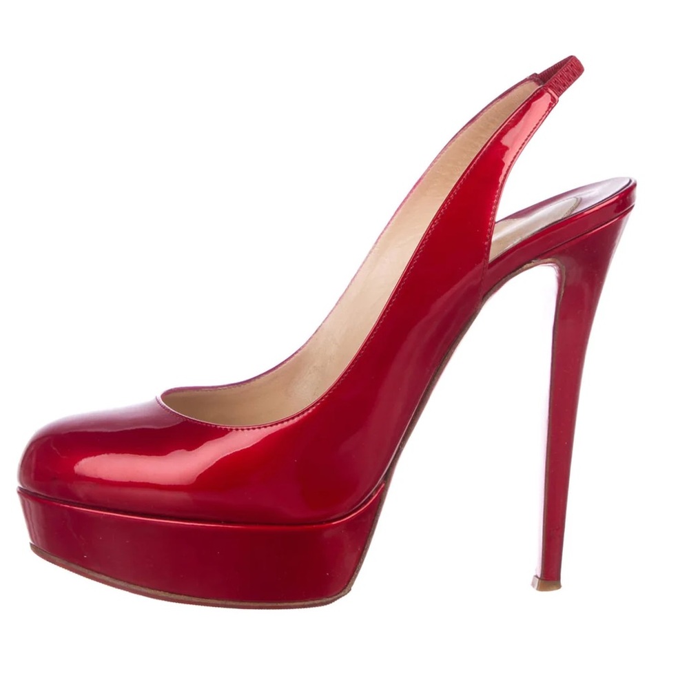 Authentic Christian Louboutin Red Slingback Stilettos